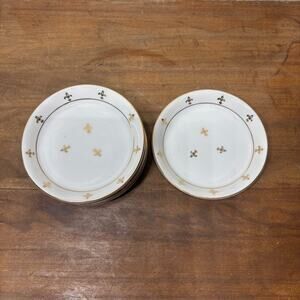 Andrea by Sadek Vintage Porcelain 'Fleur De Lis Coasters/Small Plate Set Of 6